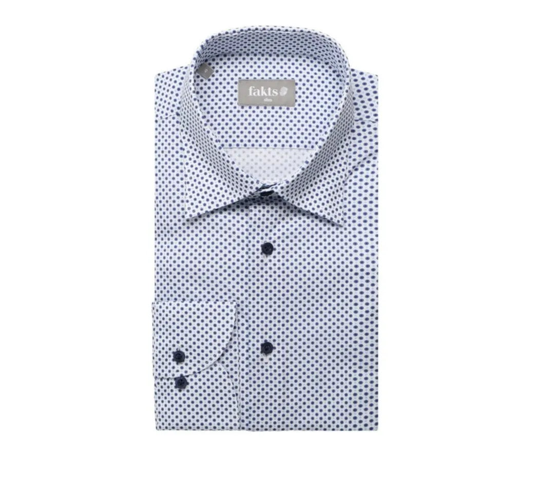fakts 1349 Slim Fit Busy Herren Hemd blue minimal