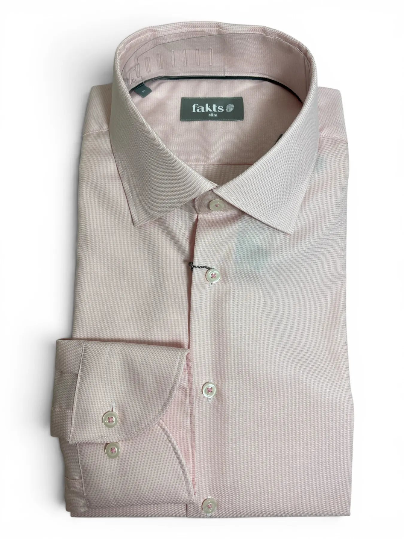fakts 1397 Slim Fit Busy Herren Hemd rose faux uni