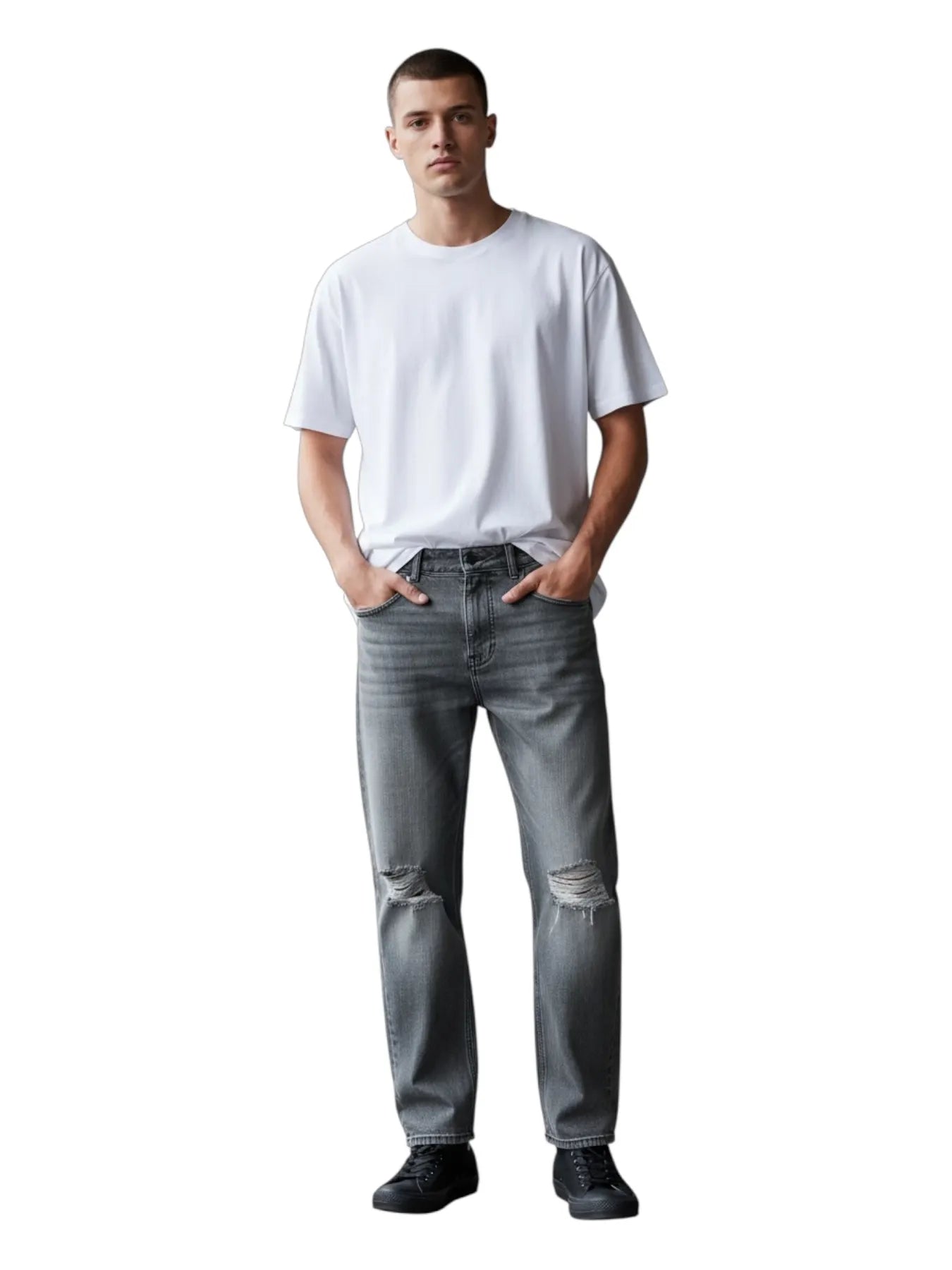 YPS TONI DENIM 232 HERREN DESTROYED JEANS TAPERED MID GREY