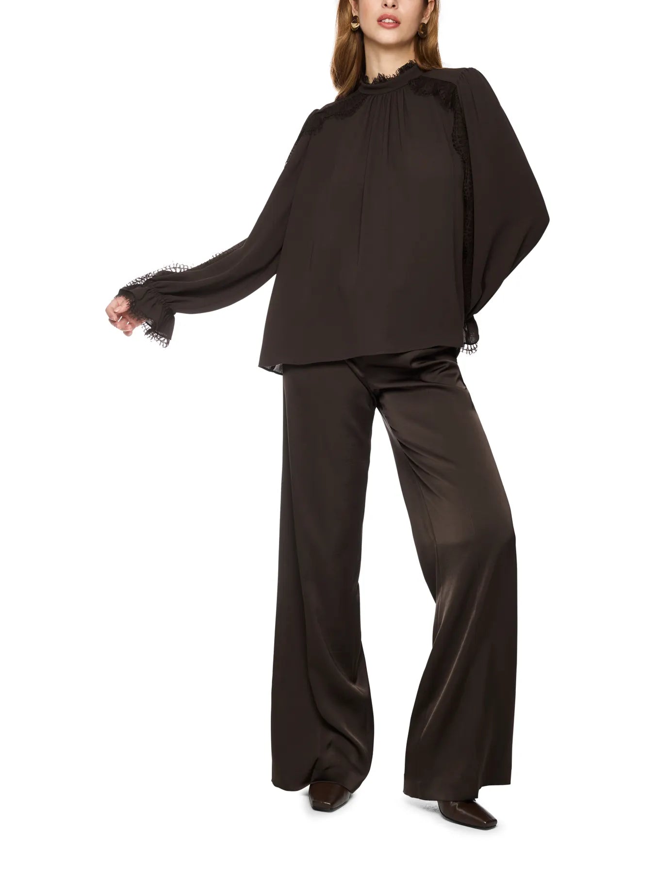 MARC CAIN
BC 51.18 W90 Fließende Bluse mit Spitze seal brown