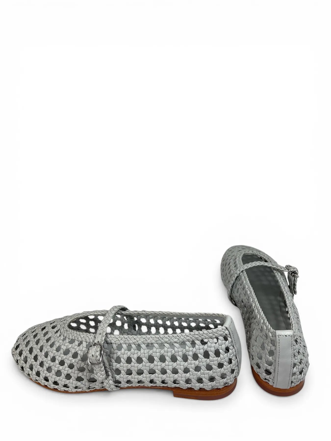 ALAN K WENDY QUADRO LEDER SLIPPER GEFLOCHTEN HELLBLAU TEQUILA