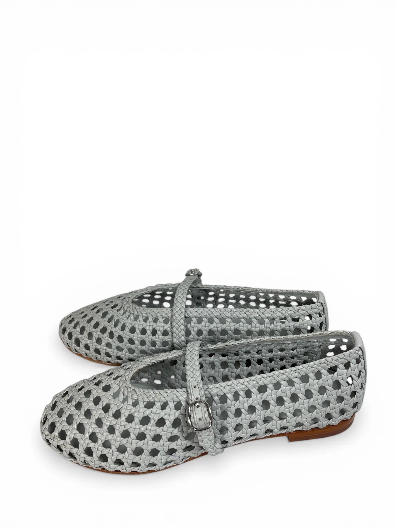 ALAN K WENDY QUADRO LEDER SLIPPER GEFLOCHTEN HELLBLAU TEQUILA.