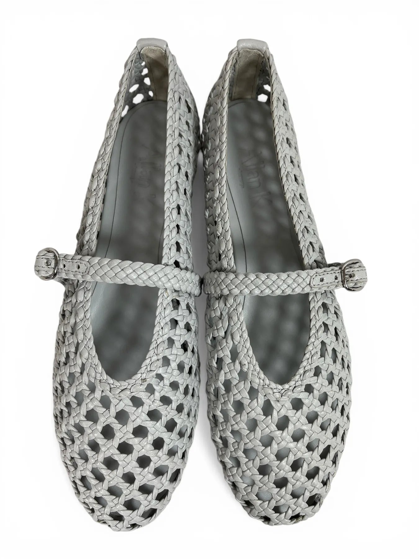 ALAN K WENDY QUADRO LEDER SLIPPER GEFLOCHTEN HELLBLAU TEQUILA.