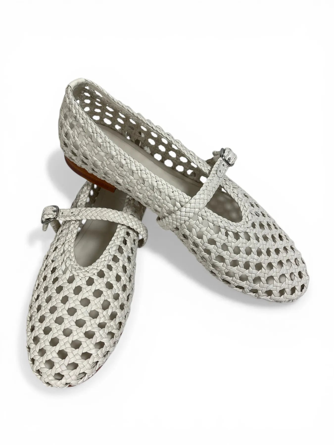 ALAN K WENDY QUADRO LEDER SLIPPER GEFLOCHTEN BIANCO