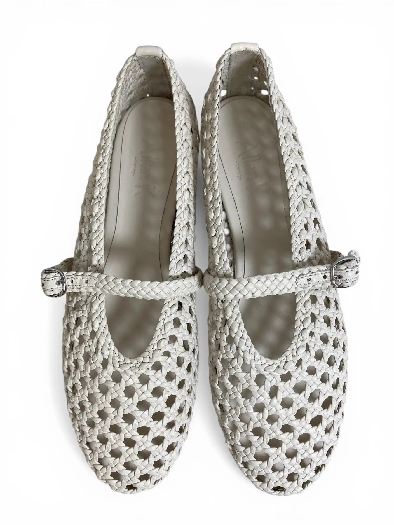 ALAN K WENDY QUADRO LEDER SLIPPER GEFLOCHTEN BIANCO