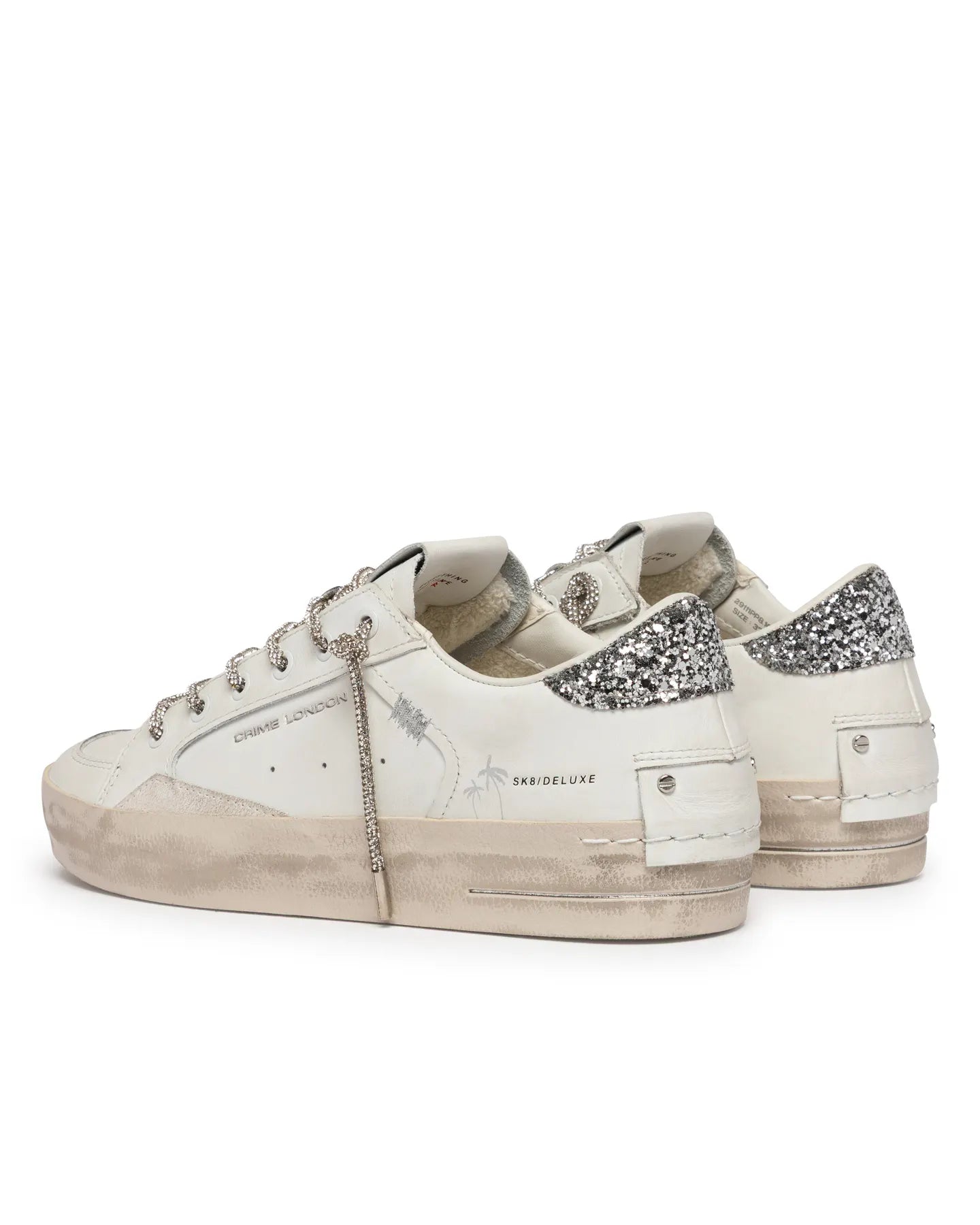 CRIME LONDON 29111PP8 Sk8 Deluxe Sneakers mit Glitter-Detail Weiß
