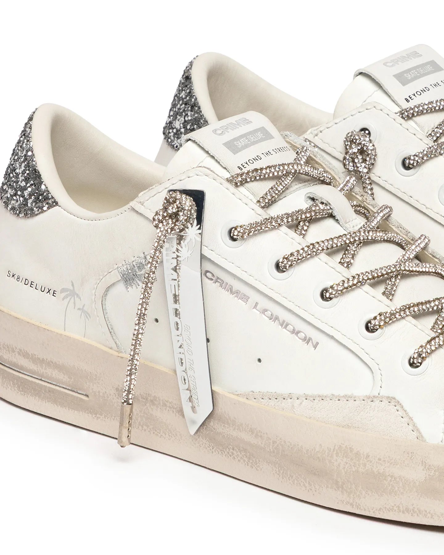 CRIME LONDON 29111PP8 Sk8 Deluxe Sneakers mit Glitter-Detail Weiß