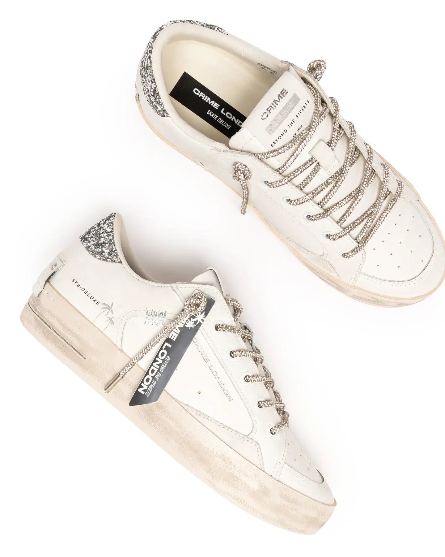 CRIME LONDON 29111PP8 Sk8 Deluxe Sneakers mit Glitter-Detail Weiß