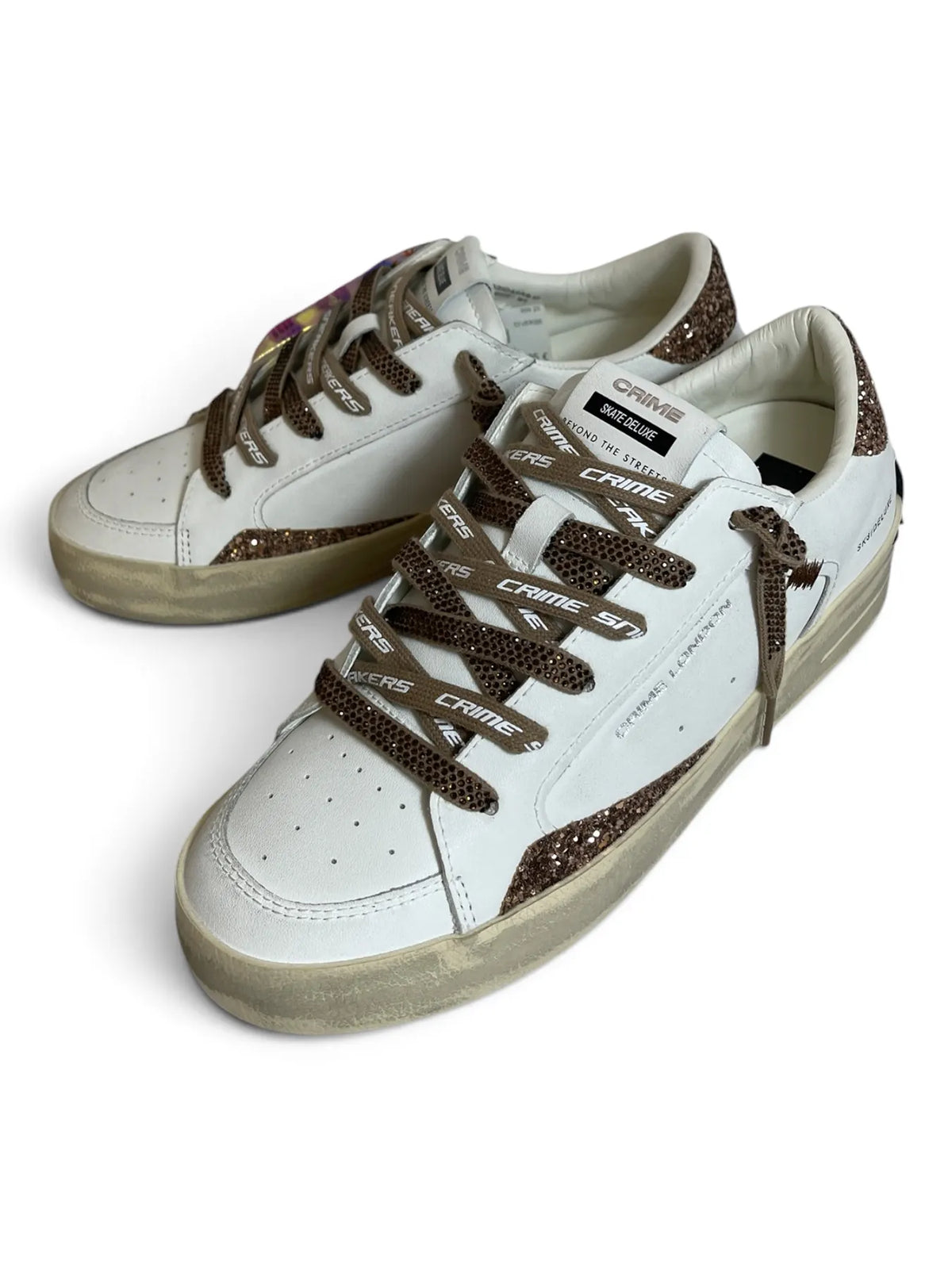 CRIME LONDON 23104AA9 Sk8 Deluxe Sneakers mit Glitter-Detail Weiß