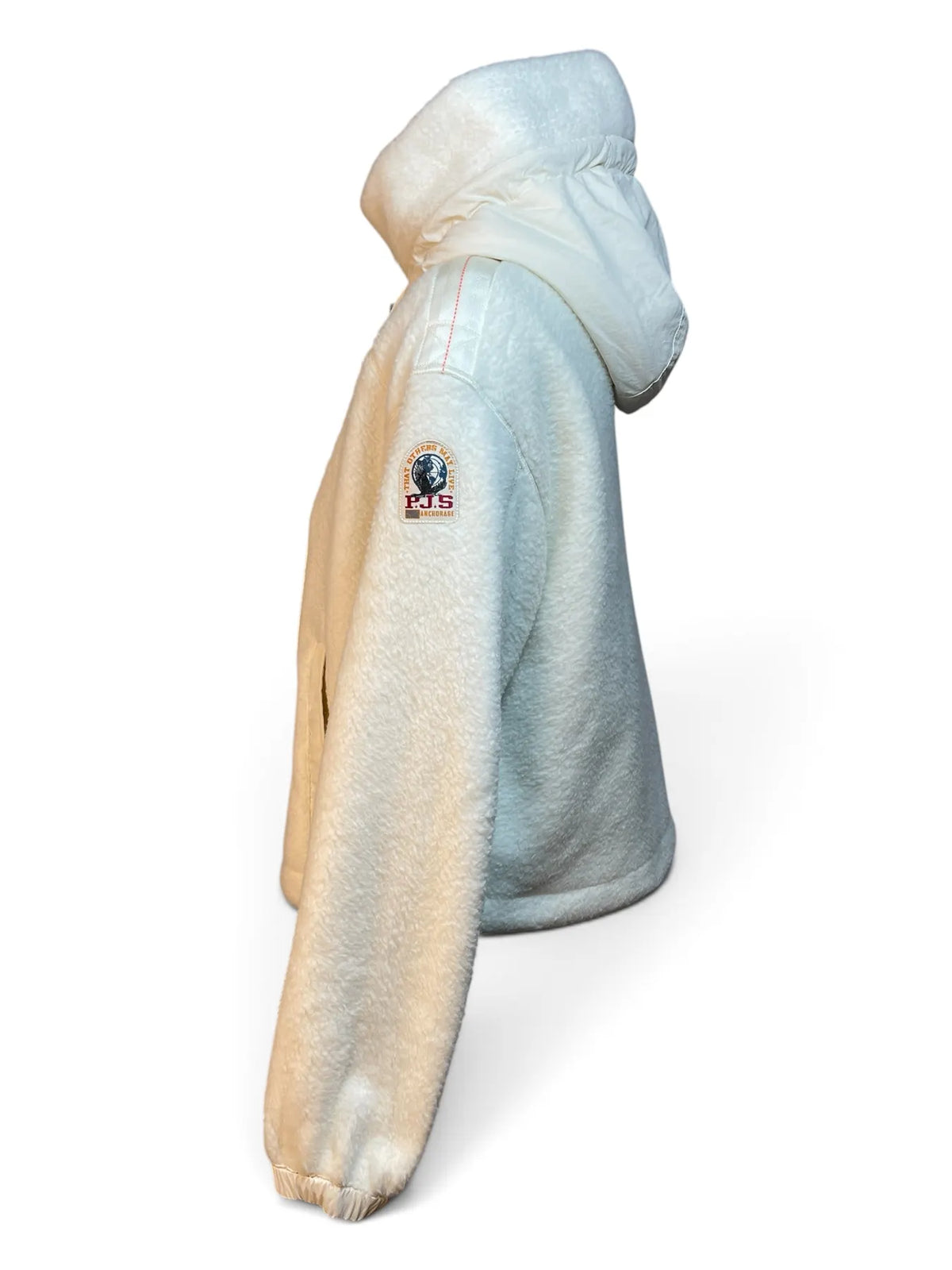 PARAJUMPERS QS41 KISHA Zip Teddyfell-Jacke Kapuze WARM IVORY