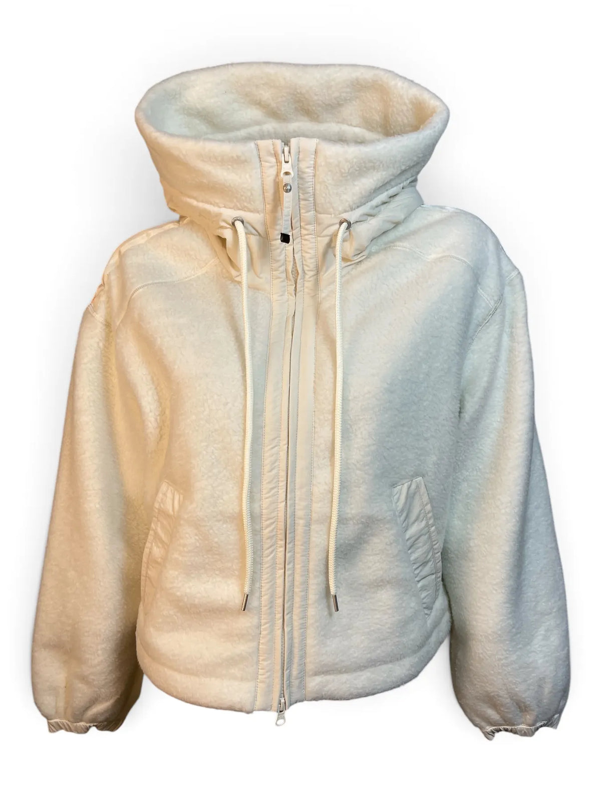 PARAJUMPERS QS41 KISHA Zip Teddyfell-Jacke Kapuze WARM IVORY