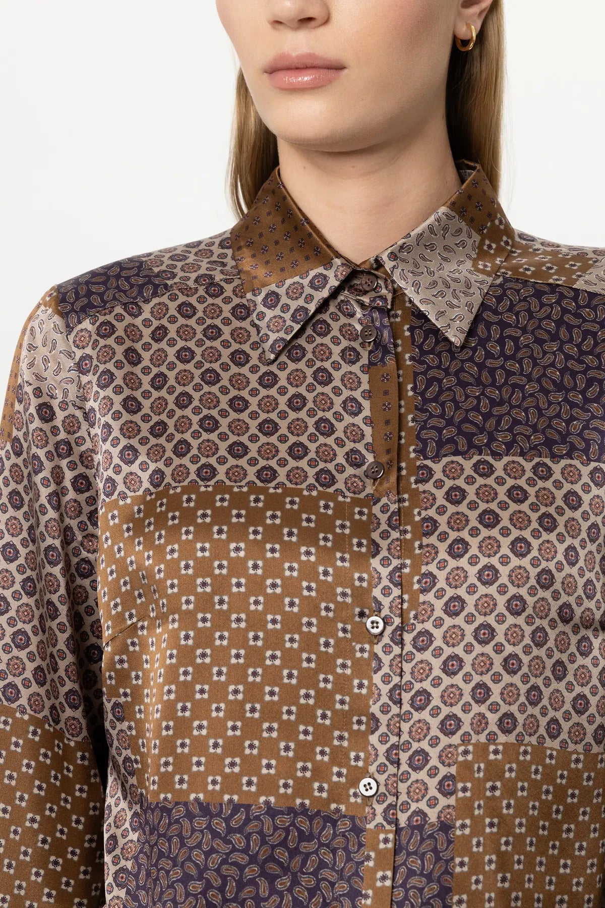 LUISA CERANO
248757/3898-0 Seiden Bluse mit Print Braun