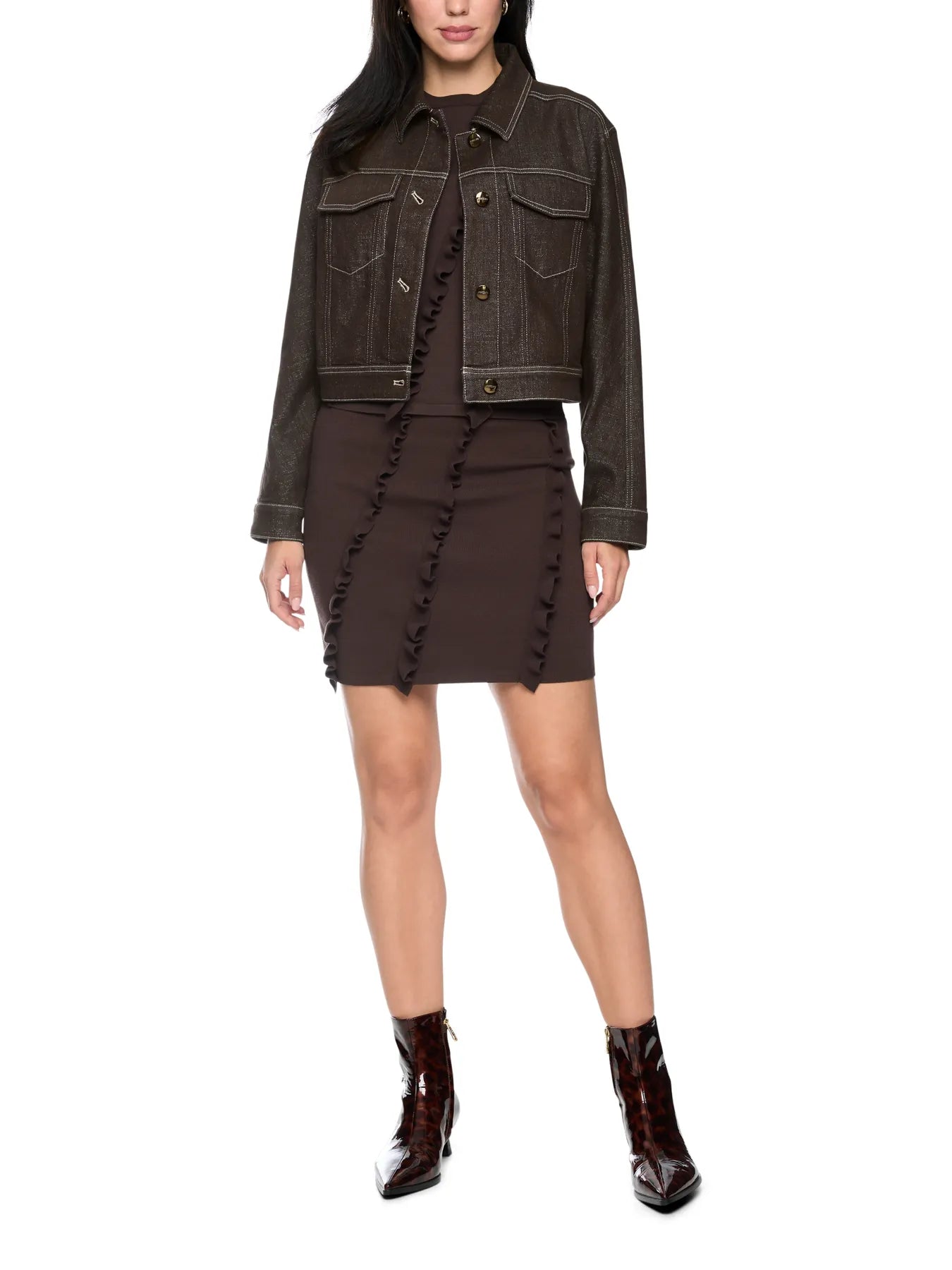 MARC CAIN
BC 31.09 D09 Kurze Jeansjacke mit Lurexgarn seal brown