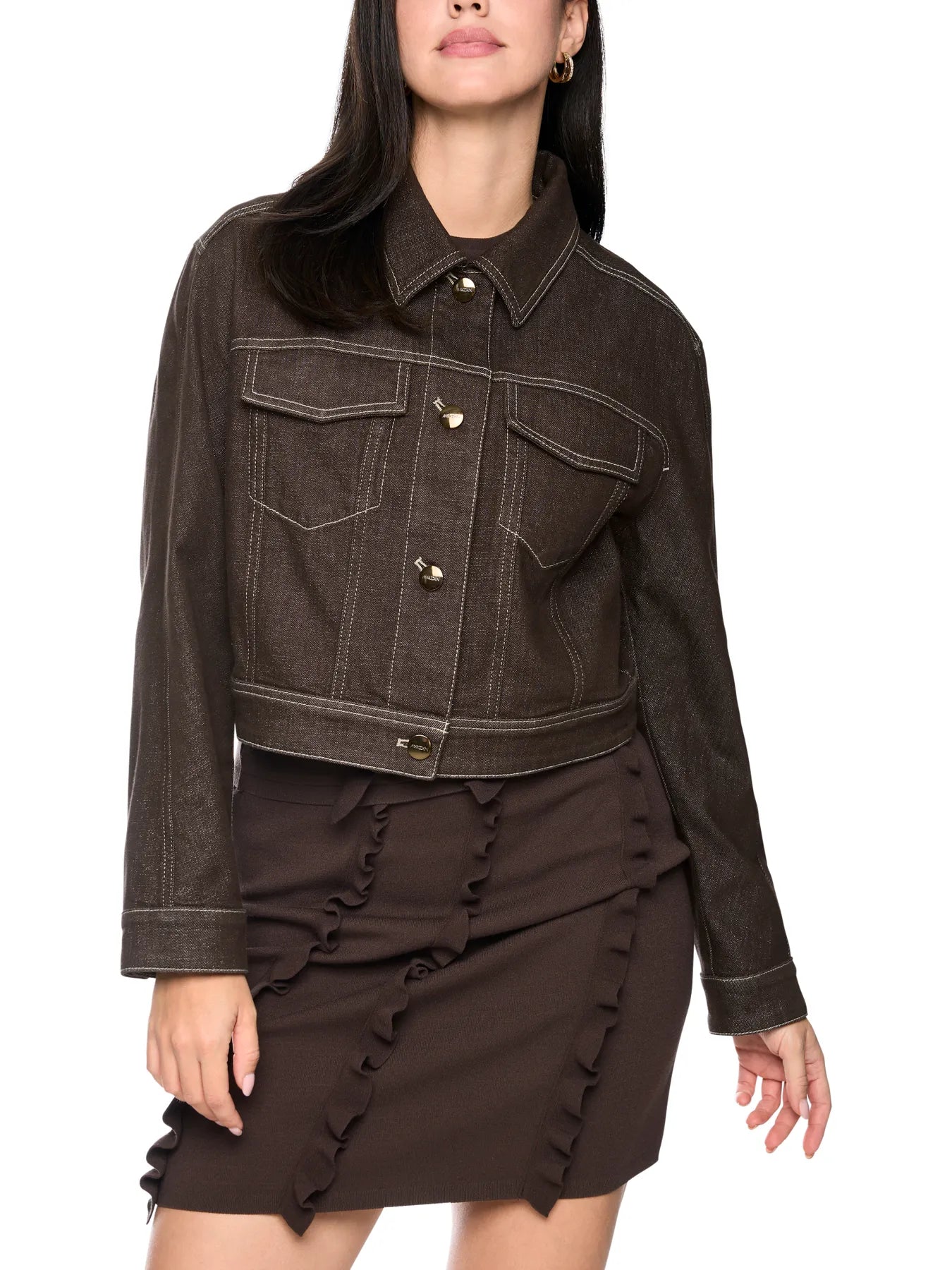 MARC CAIN
BC 31.09 D09 Kurze Jeansjacke mit Lurexgarn seal brown
