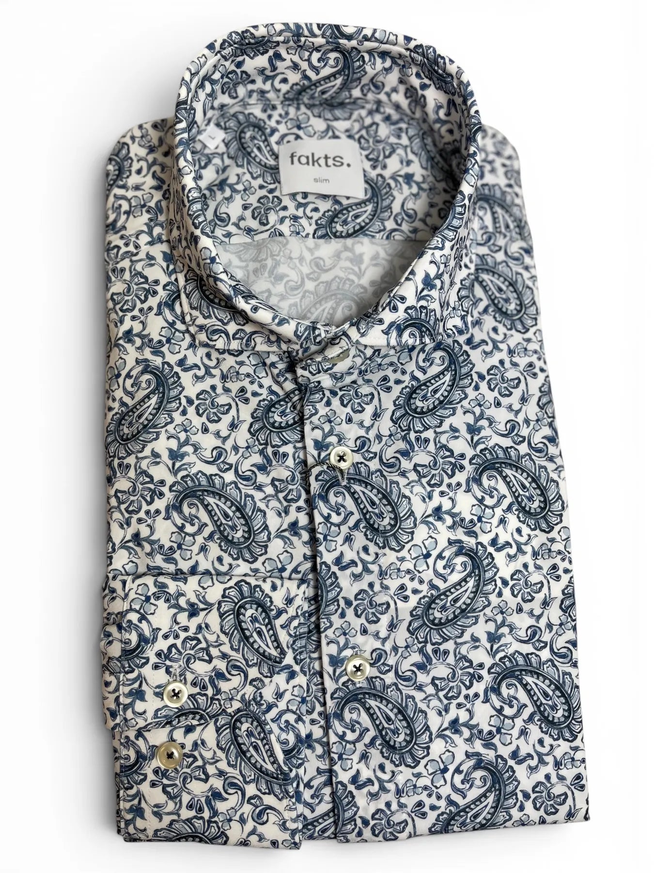 fakts 6468 Hemd Shirt Slim Fit Leisure blue paisley 256
