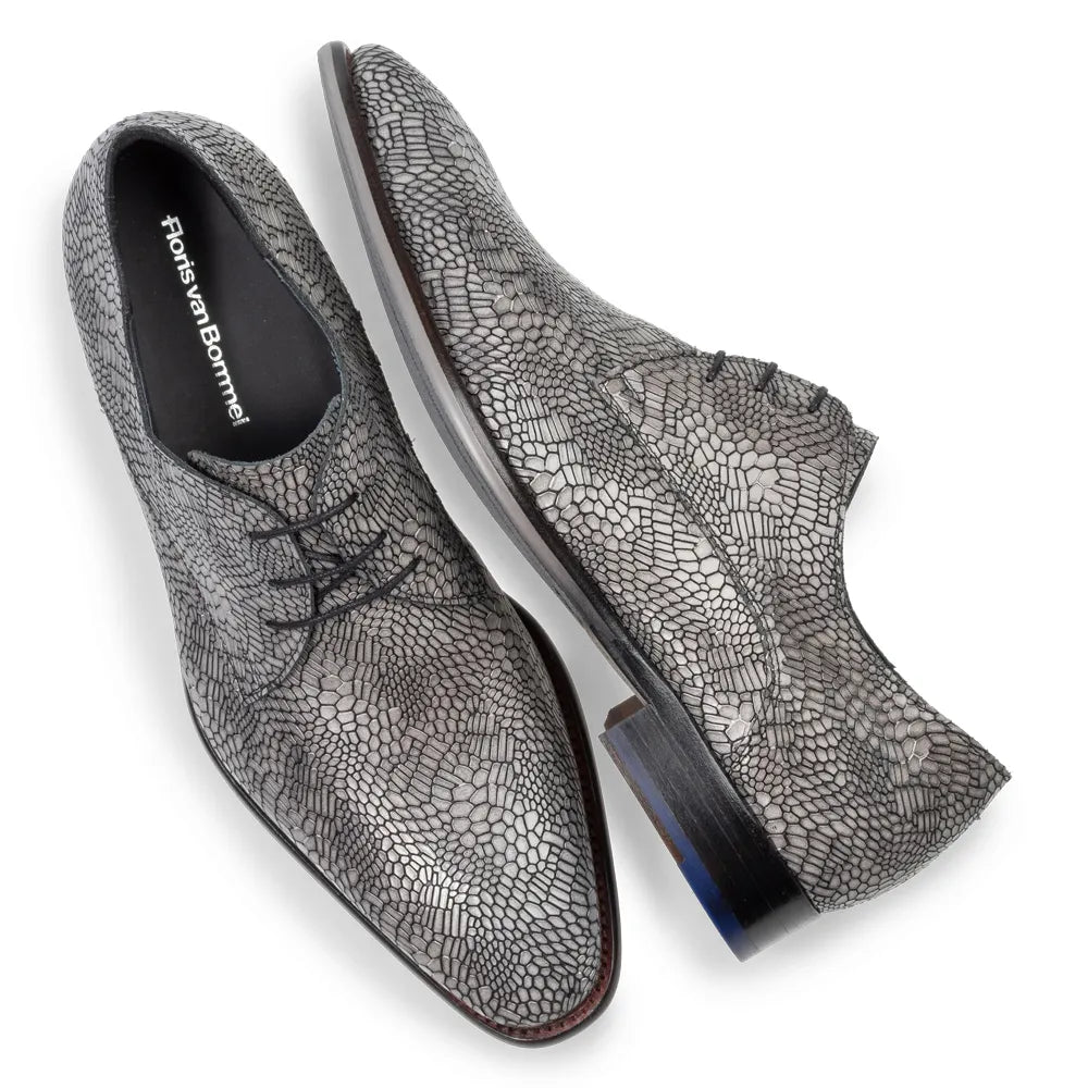 VAN BOMMEL SFM-30337-31-01 De Netter 21.02 Herren Business Schuhe Reptilmuster DarkGrey