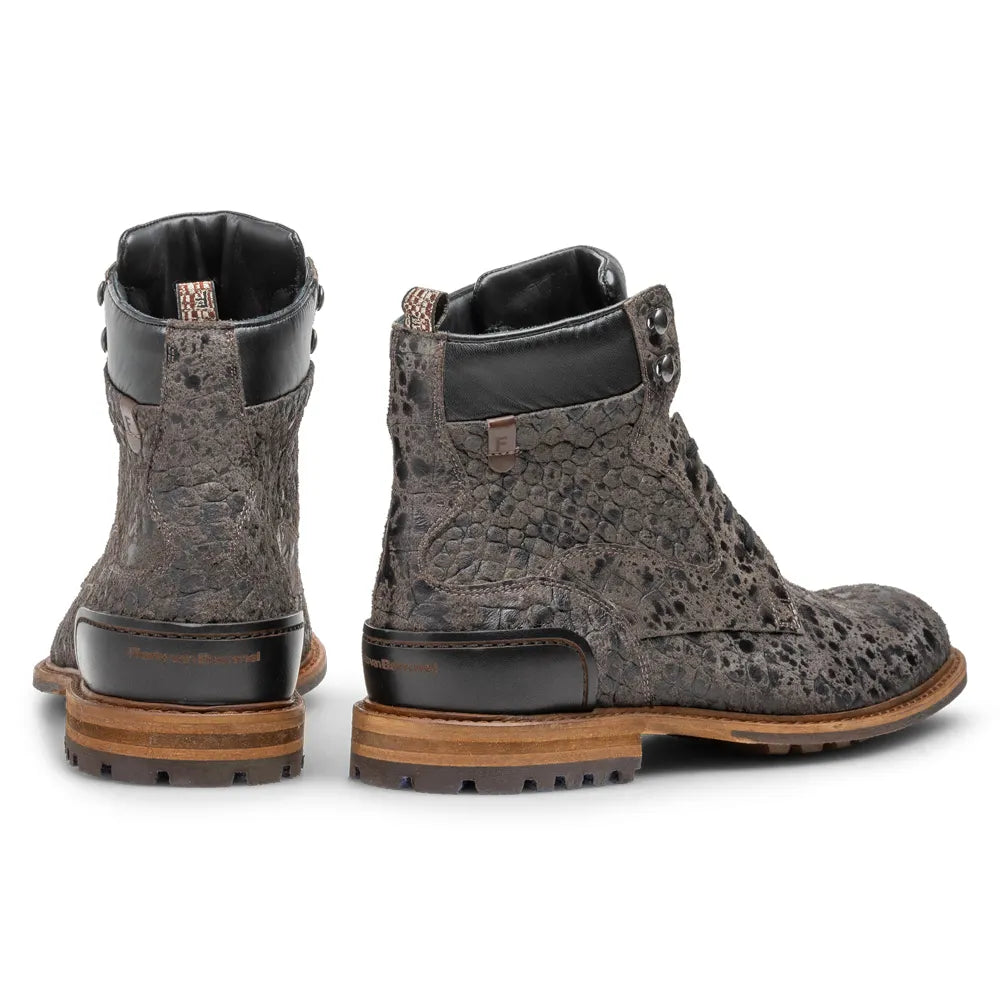 VAN BOMMEL SFM-80022-21-03 Crepi 05.21 Schnürstiefel Boots Reptilmuster DarkBrown