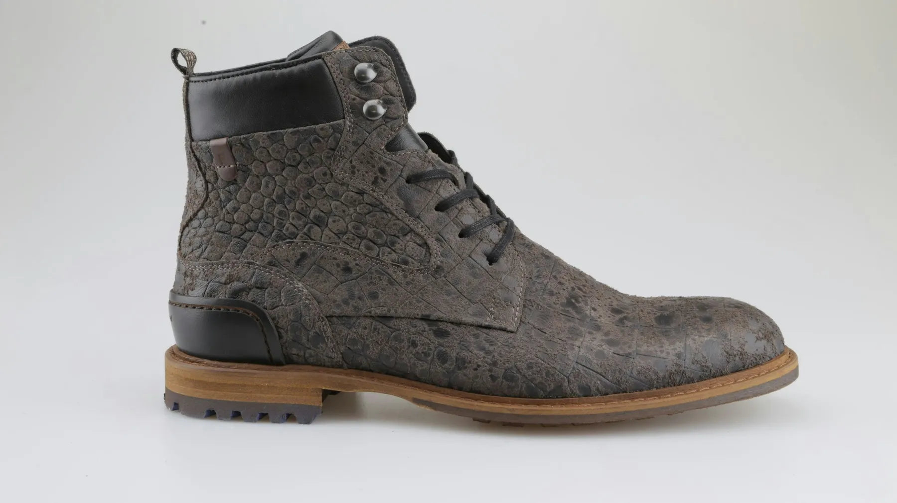 VAN BOMMEL SFM-80022-21-03 Crepi 05.21 Schnürstiefel Boots Reptilmuster DarkBrown
