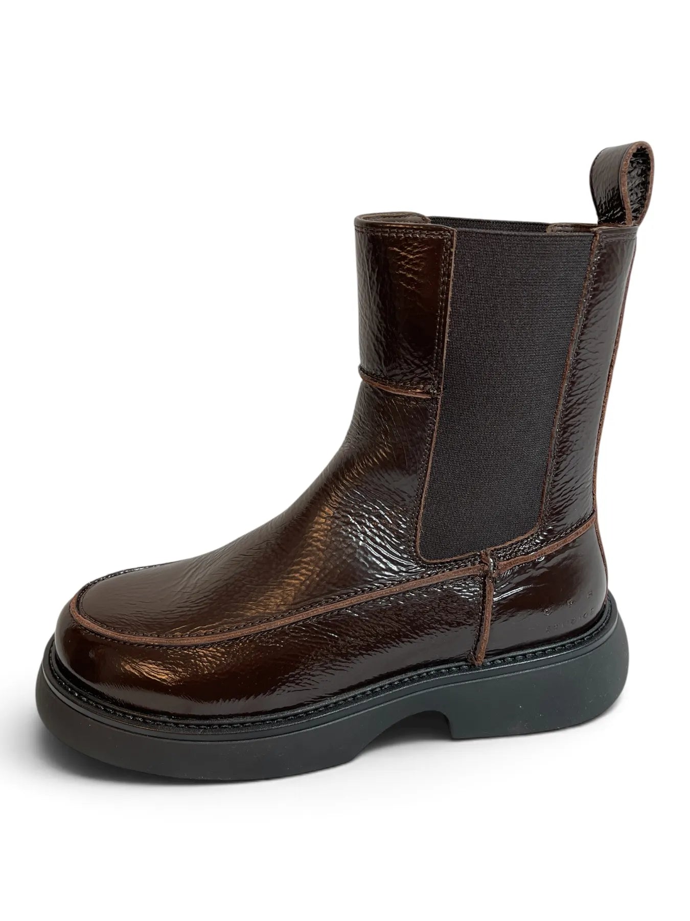 COPENHAGEN CPH759 PATENT LEATHER Stiefelette Chelsea-Boots Stretch-Einsätze CHOCOLATE