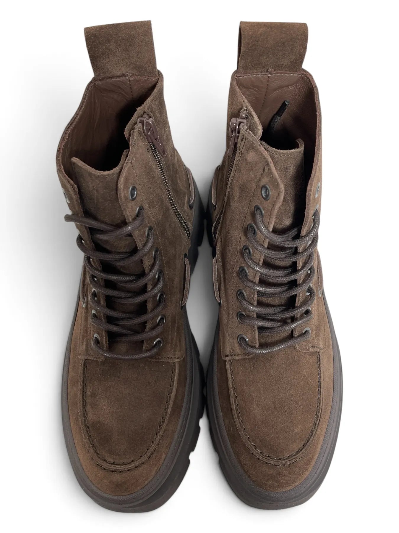 COPENHAGEN CPH697 SUEDE Hiker Boot Schnürboots Reißverschluss Chocolate