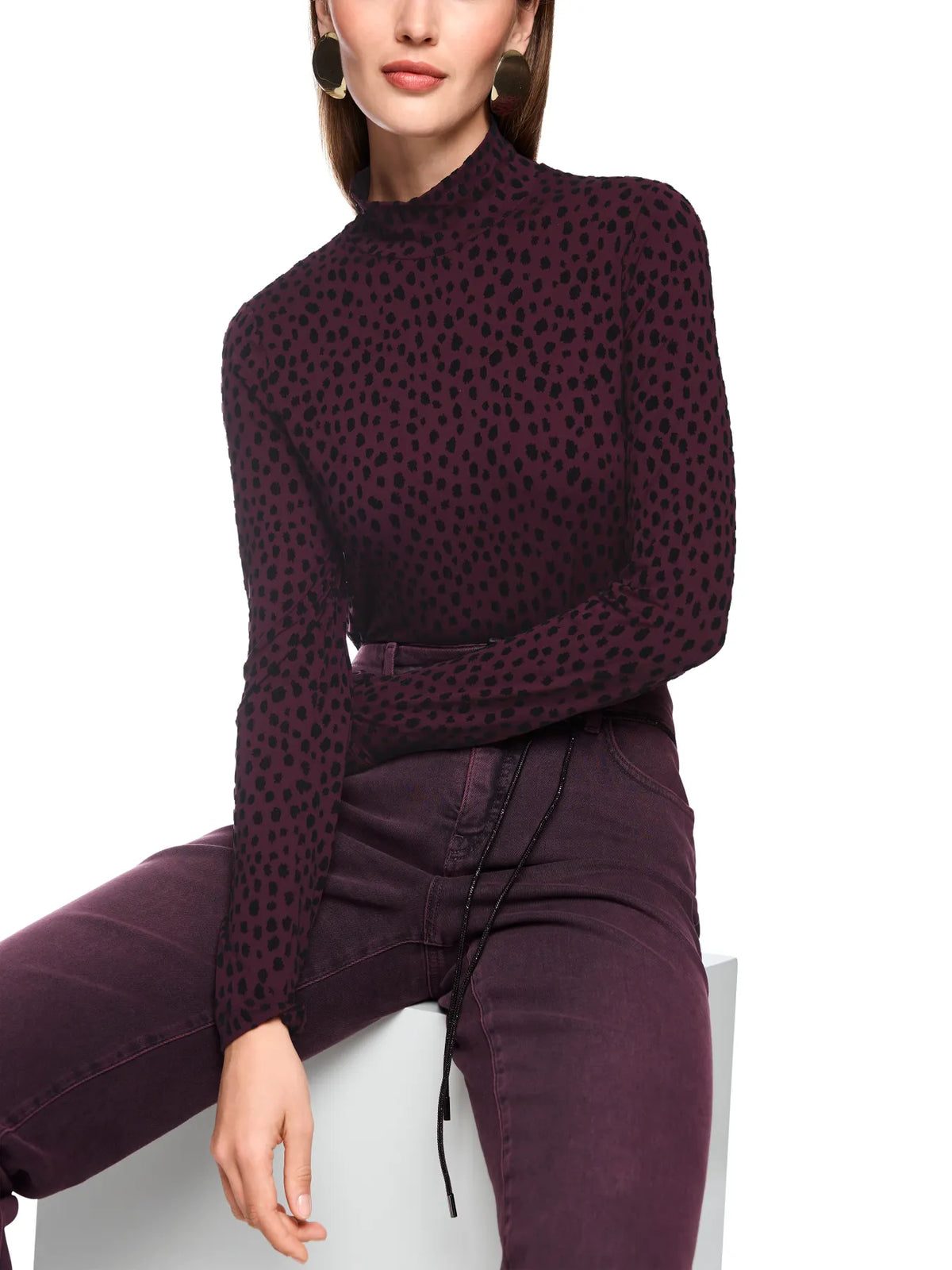 MARC CAIN BC 48.54 J27 Stretch-Shirt mit Bambi-Print winetasting