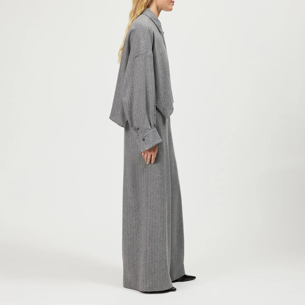 DRYKORN 142105 OSHIA Kurze Bluse Woll-Mix Grau