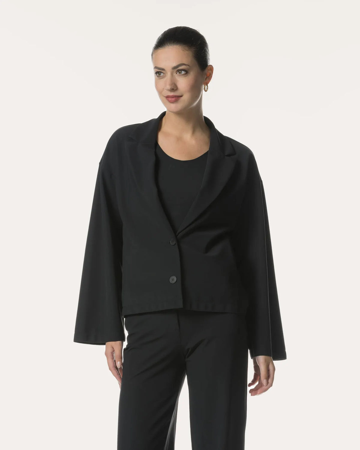 JAPAN TKY ISEKA kurzer Blazer Knitterfrei Stretch DEEP BLACK