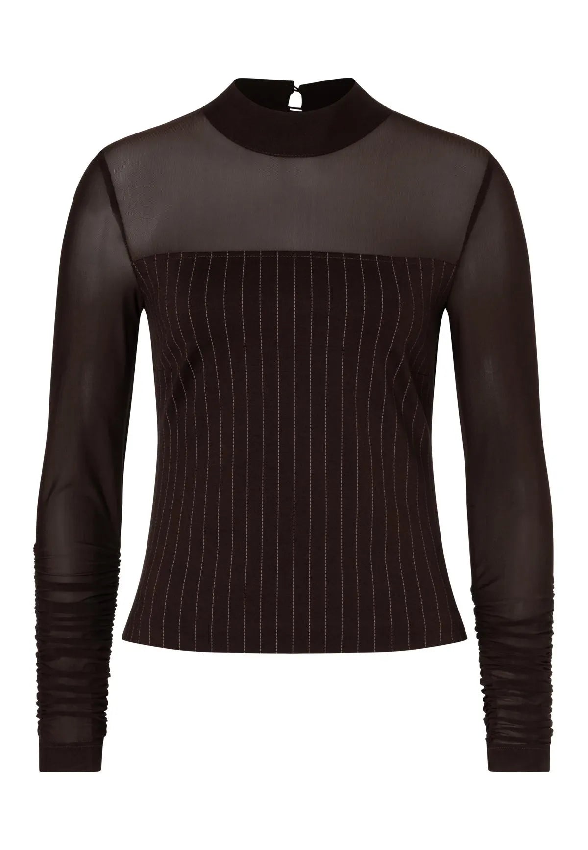 ANA ALCAZAR 082159-3906 Nadelstreifen Top Mesh Shirt Braun