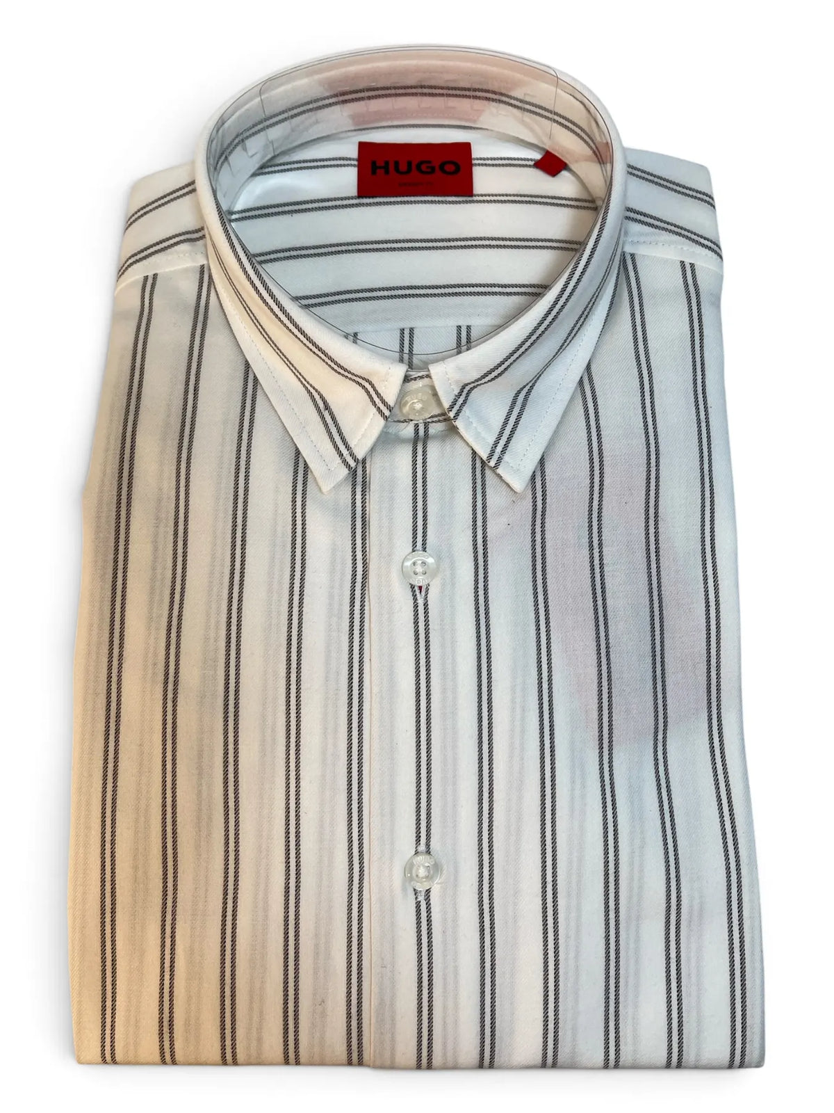 HUGO 50549740 Emero Gestreiftes Hemd Natural