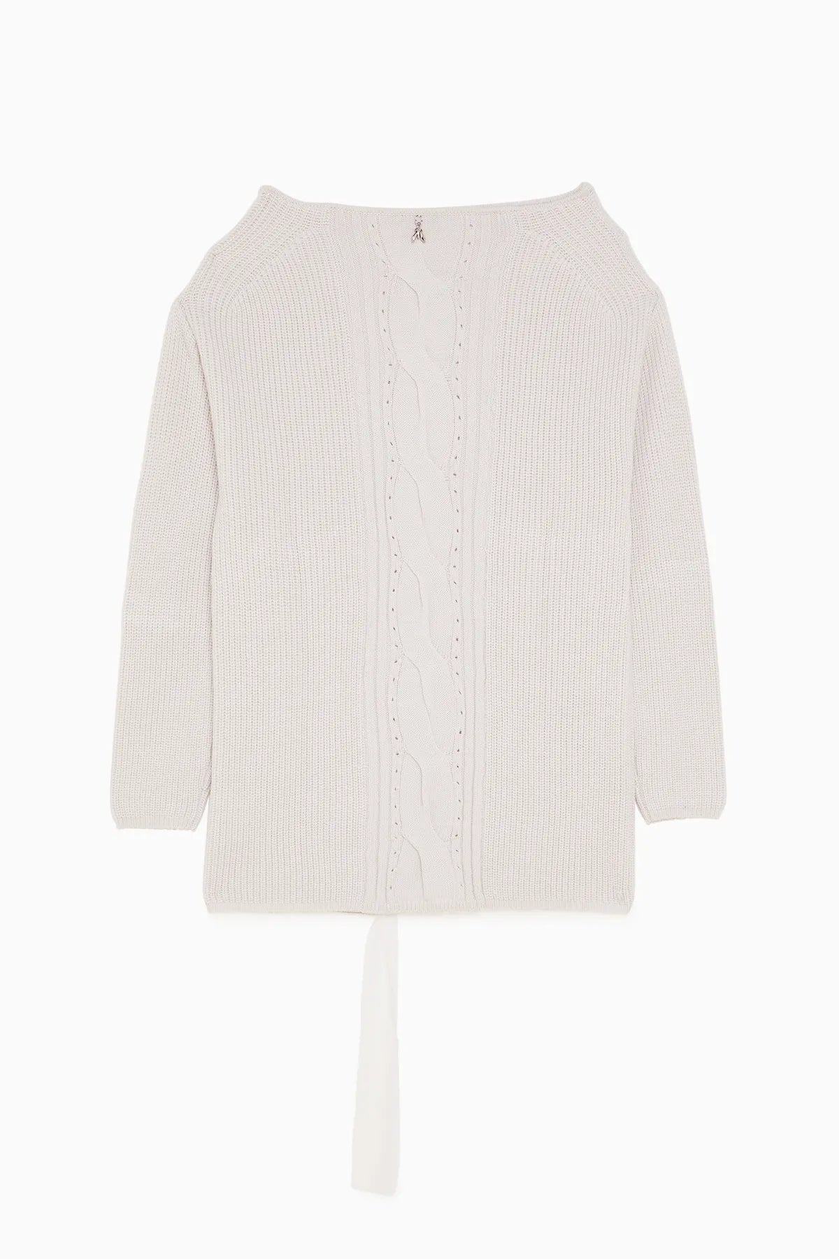 PATRIZIA PEPE 2M4123 A9O1 Damen Grobstrick Longpulli W330 WHITE STONE