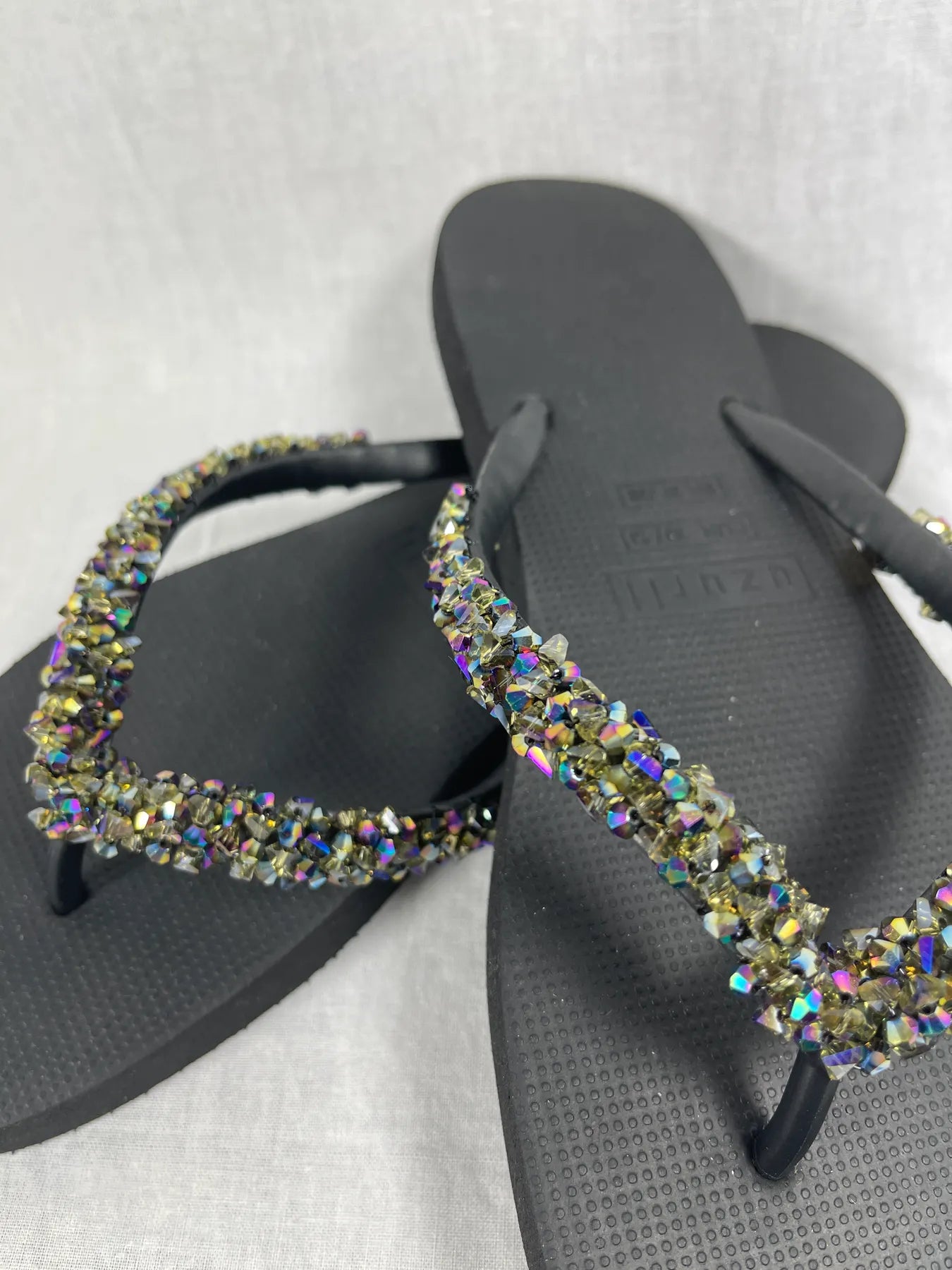 UZURII CLASSIC ABY DAMEN FLIP FLOPS BADE ZEHENTRENNER STRASSSTEINE BLACK