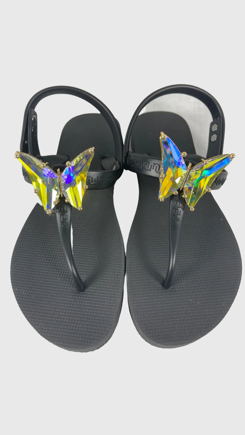 UZURII SELENA BUTTERFLY CHRYSTAL DAMEN FLIP FLOPS BADE ZEHENTRENNER STRASSSTEINE Schwarz Black 05
