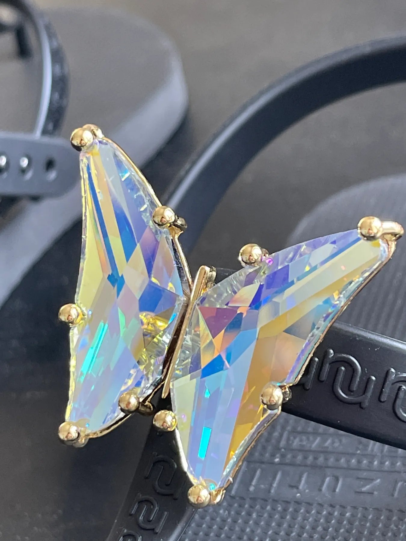 UZURII SELENA BUTTERFLY CHRYSTAL DAMEN FLIP FLOPS BADE ZEHENTRENNER STRASSSTEINE Schwarz Black 05