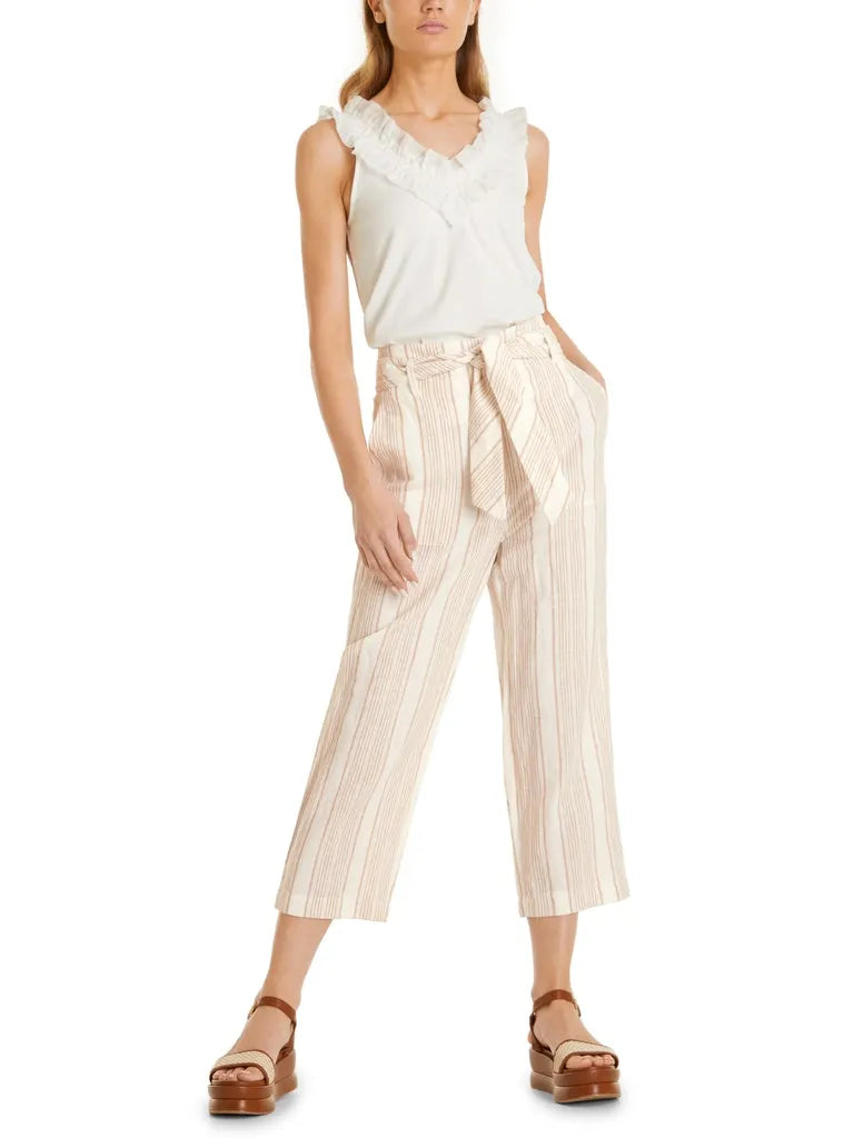 MARC CAIN SC 81.40 W12 Paperbag-Hose aus Leinen-Mix off-white 110