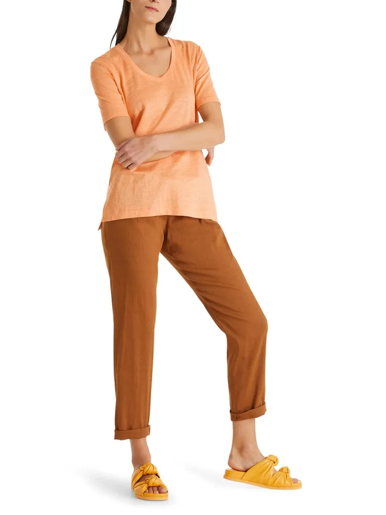 MARC CAIN SC 48.42 J54 Damen T-Shirt aus Leinen-Mix egg nog