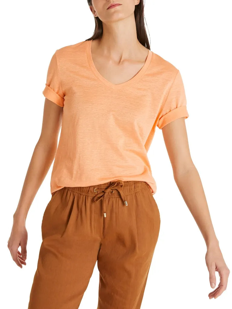 MARC CAIN SC 48.42 J54 Damen T-Shirt aus Leinen-Mix egg nog