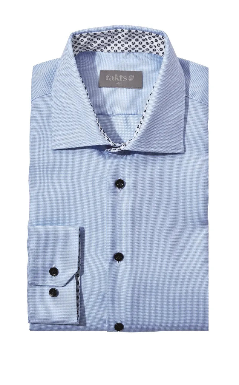 fakts 9004 Slim Fit Busy Herren Hemd Twill blue light faux uni 212