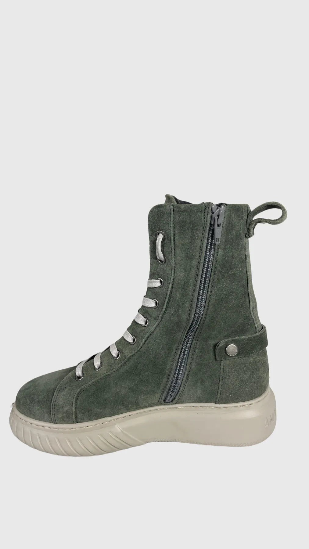 ANDIA FORA SEILOR UNI Damen Plateau-Boots Leder Suede Khaki Grün.