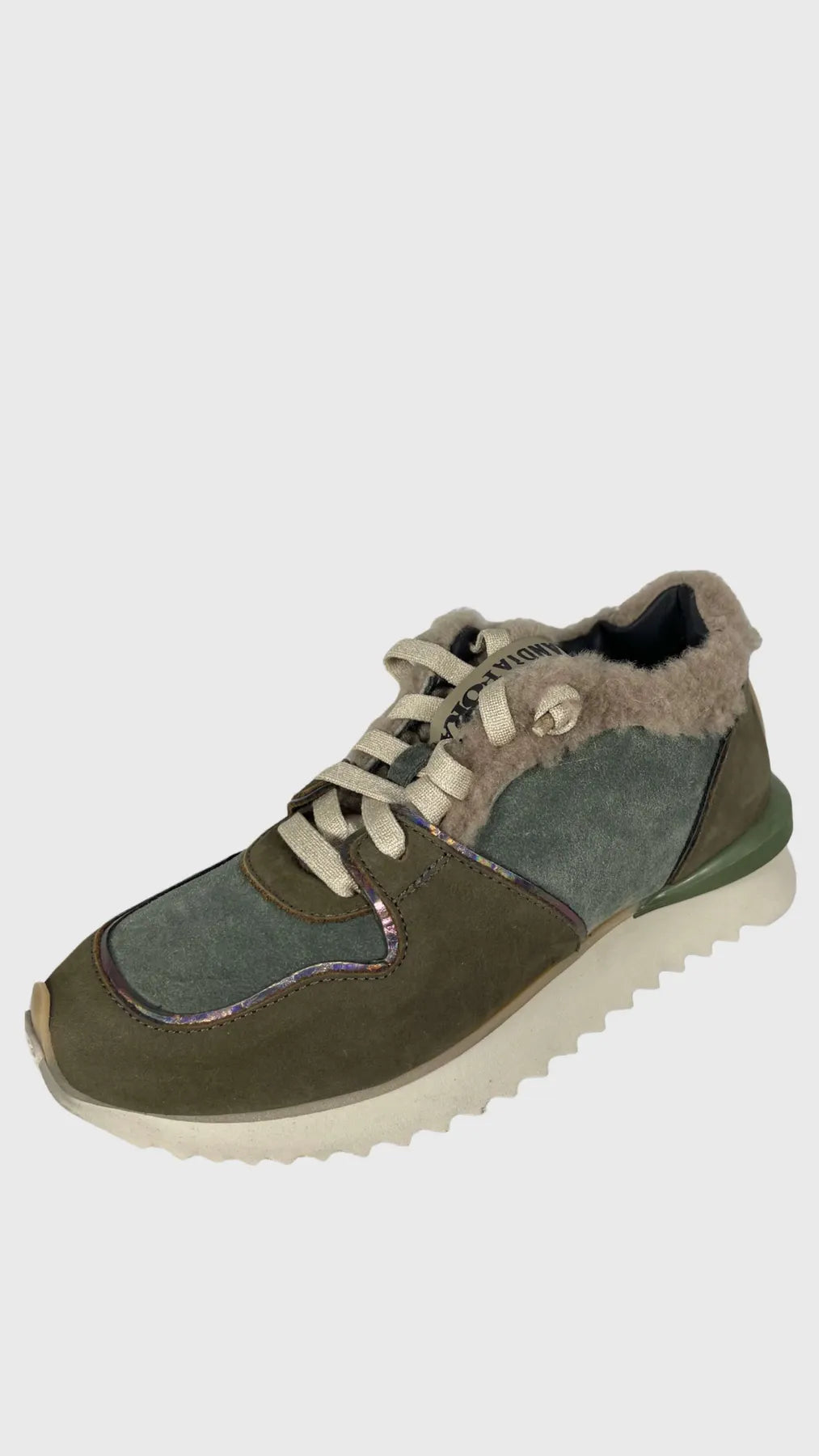 ANDIA FORA RUFFLE NC NABUK MILITARY PLATEAU SNEAKER SUEDE LEDER OLIV.
