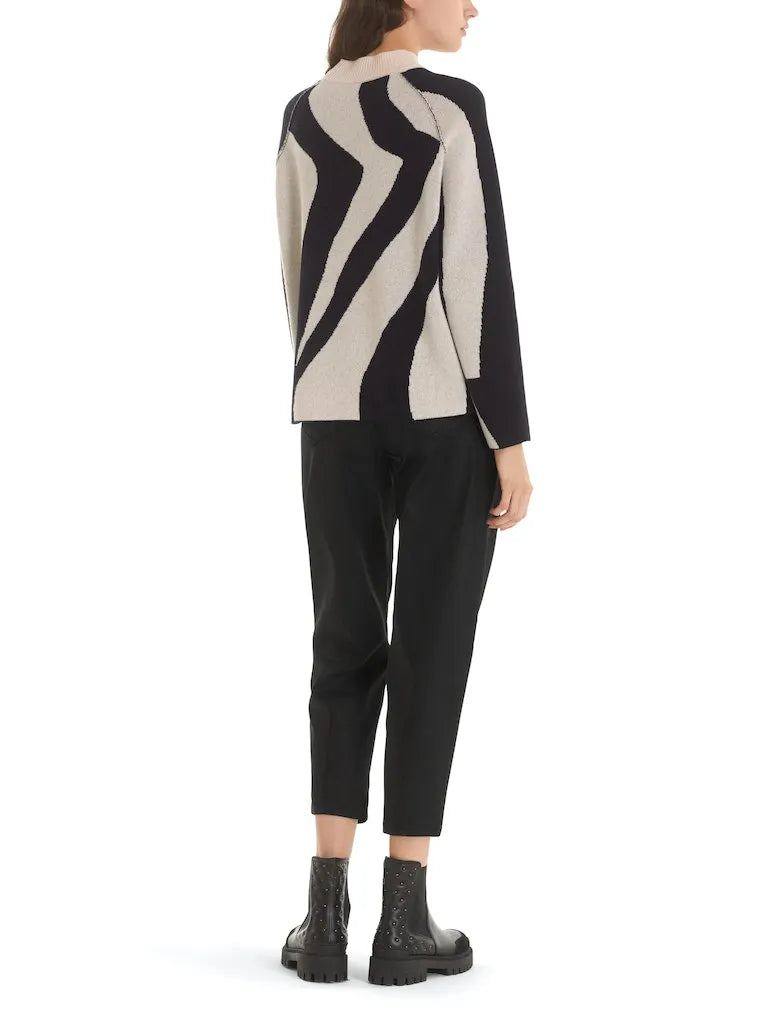 MARC CAIN TC 41.59 M60 Jacquardpullover Wolle-Kaschmir-Mix Schwarz / Soft bisque