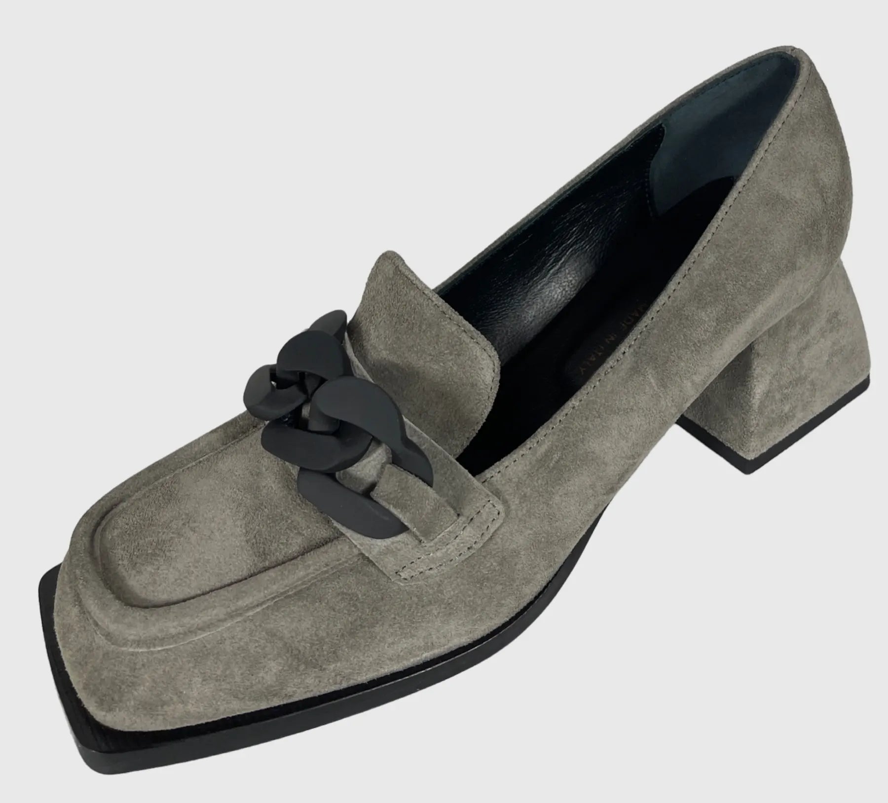 LAURA BELLARIVA 8191 686 VELOUR OSSIDO Damen Slipper Pumps Blockabsatz Suede Leder Grau.