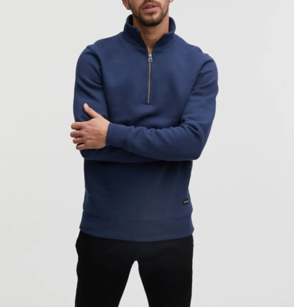 DENHAM 01-22-10-60-091 LOGAN HALF ZIP SWEAT SS Herren Troyer Pullover Sweatshirt BLUE FOG