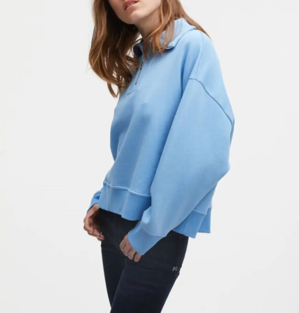 DENHAM 02-22-10-60-011 ADDISON HALF ZIP SWEAT BVS Damen Pullover Sweatshirt Troyer TRUE NAVY