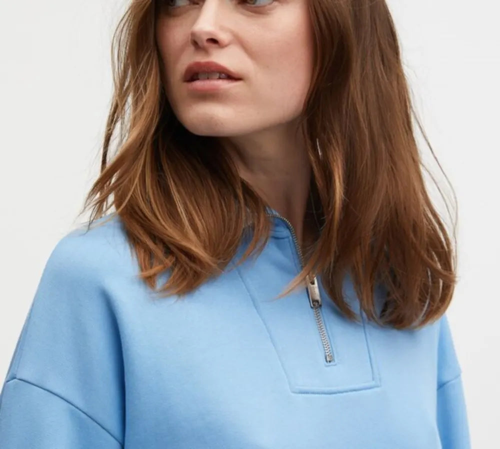 DENHAM 02-22-10-60-011 ADDISON HALF ZIP SWEAT BVS Damen Pullover Sweatshirt Troyer TRUE NAVY