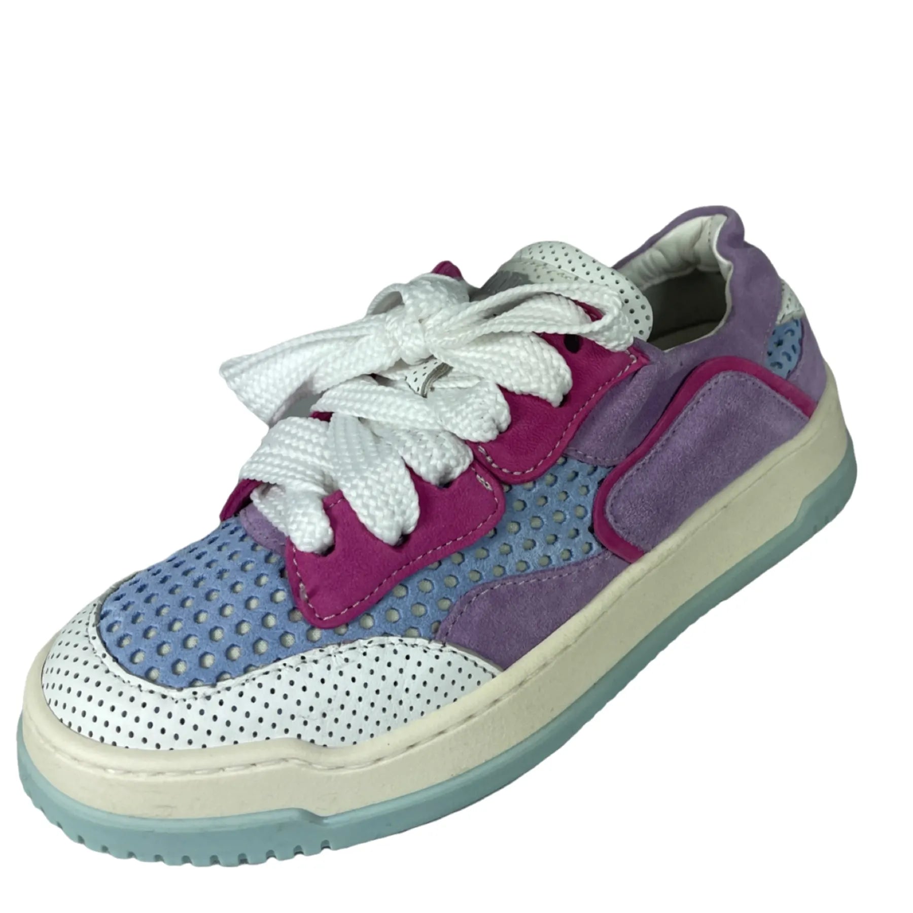 ANDIA FORA DOVER MEET Damen Sneaker perforiertes Leder Lila/Pink.
