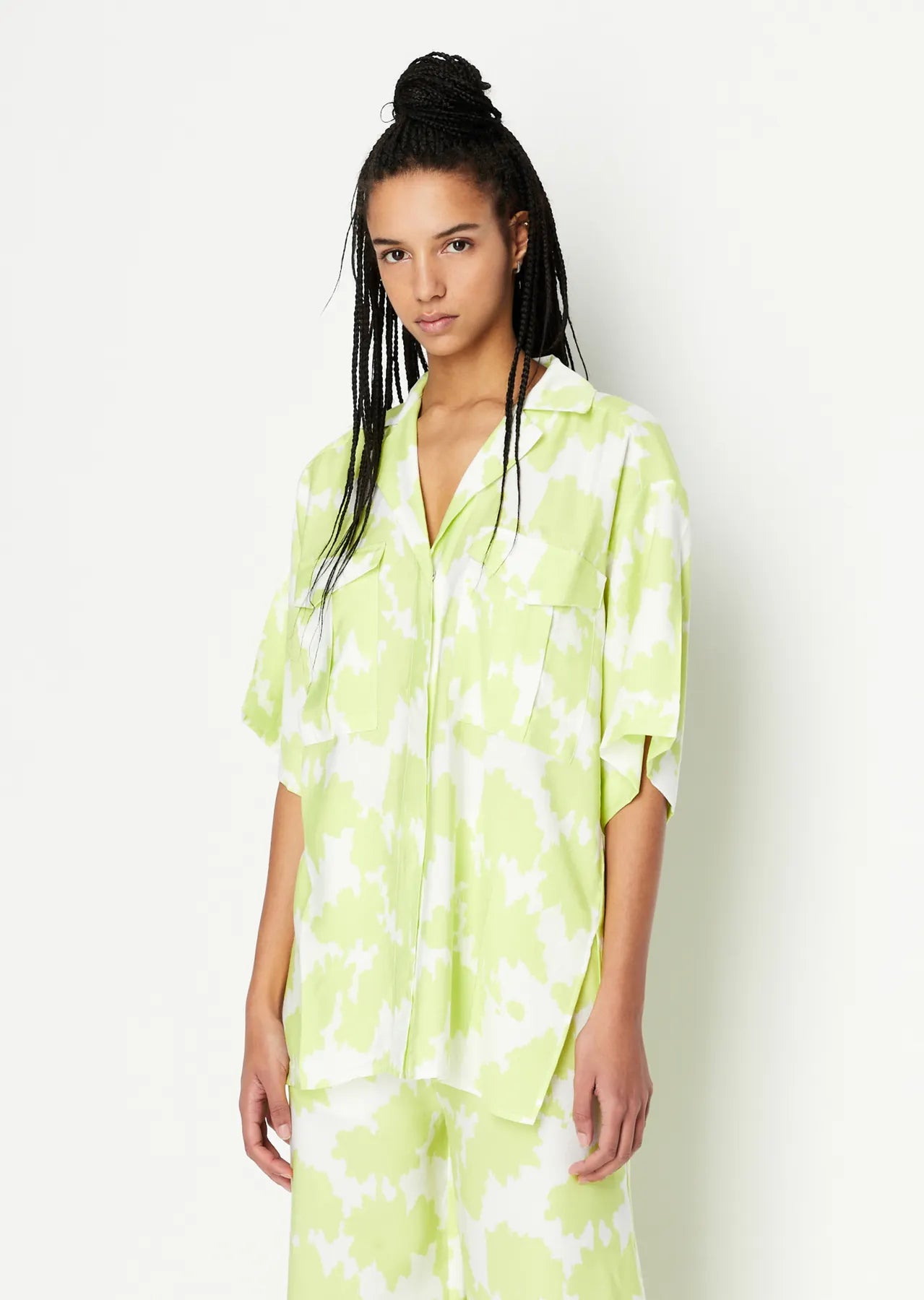 ARMANI 3RYC39 YN8KZ Damen Blusenhemd 1/2-Arm Weiß/Grün