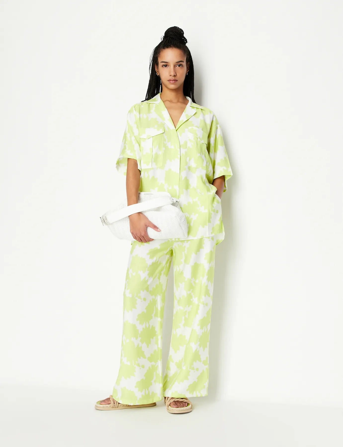 ARMANI 3RYC39 YN8KZ Damen Blusenhemd 1/2-Arm Weiß/Grün