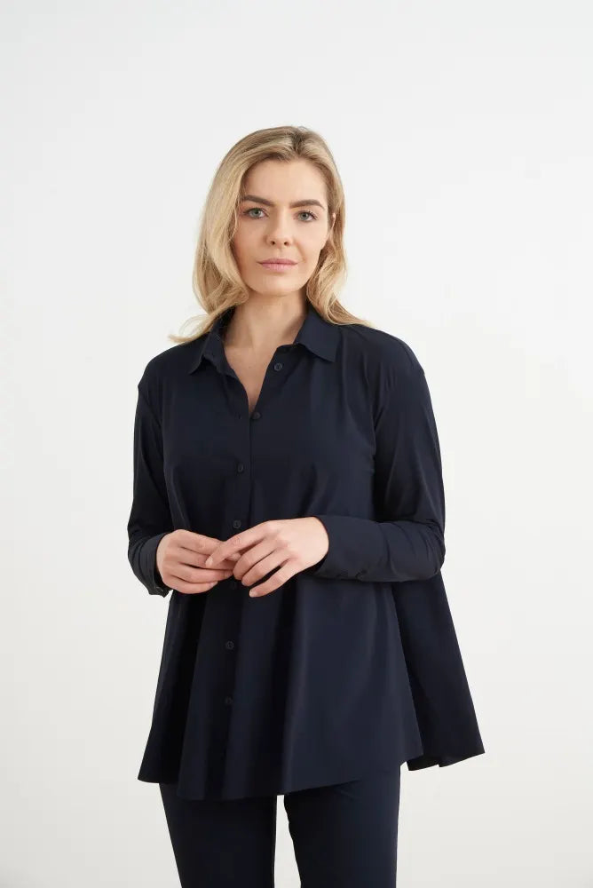 JAPAN TKY MILLY HEMDBLUSE TECHNOJERSEY STRETCH DEEP BLACK