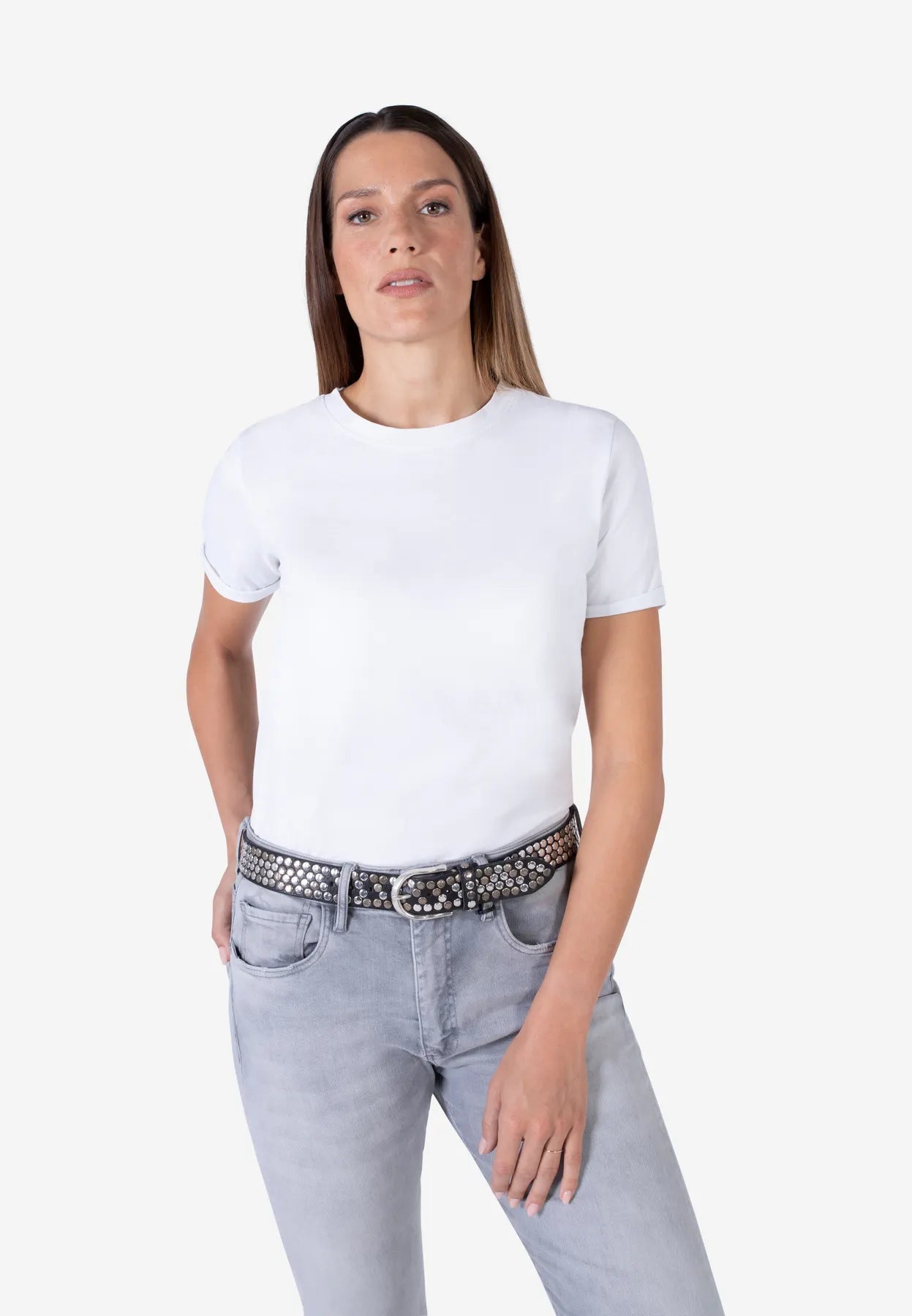 B.BELT BB0765L38 Liv Damen Leder Gürtel 35 mm Nieten