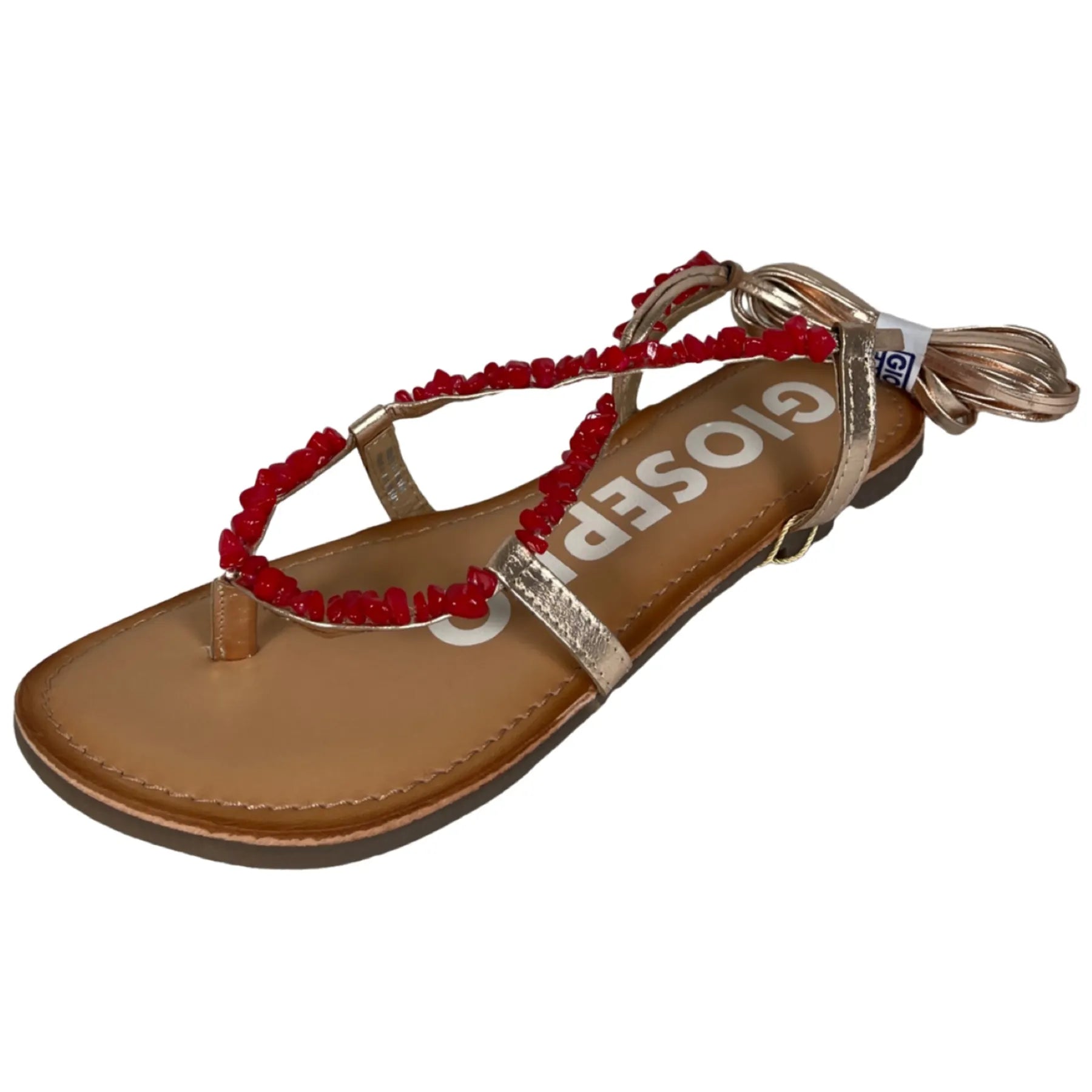 GIOSEPPO 66036 LISIEUX Damen Sandalette Zehentrenner Fesselriemen zum Binden Rot